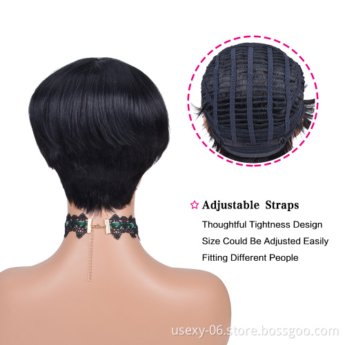 New Arrival Multiple Colour Short Pixie Cut Raw Indian Cuticle Aligned Virgin Human Hair Wigs
